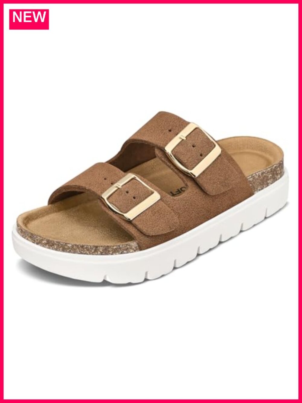 Women's Platform Cork Footbed Sandals Adjustable Buckle Slip-On